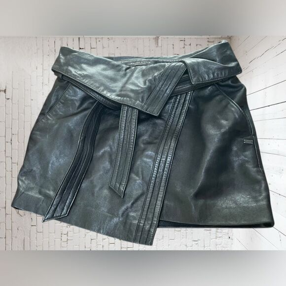 Scotch & Soda Black Leather Wrap Skirt Midi - Picture 1 of 14